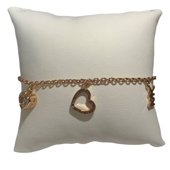 NIB - Michael Kors Rose Gold 3 Charms Bracelet - Picture 2 of 3